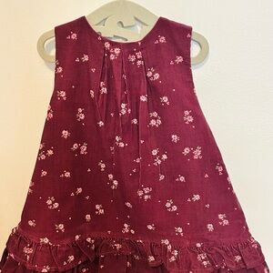 Janie and Jack Maroon Floral Corduroy Dress